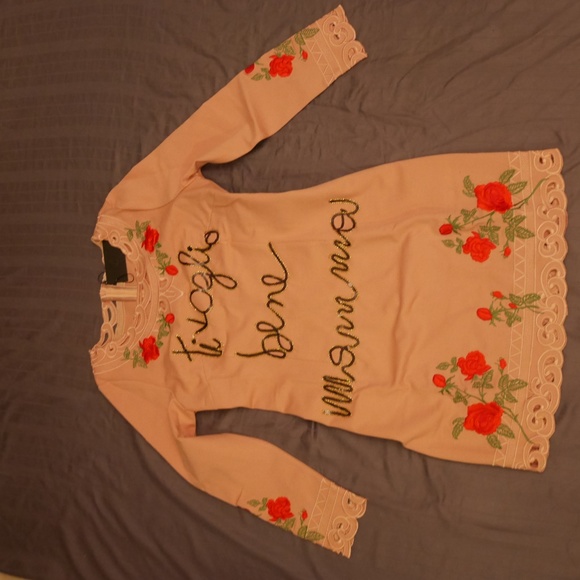 designer runway pink flower dress US size XS 0 2 4 - Picture 7 of 8